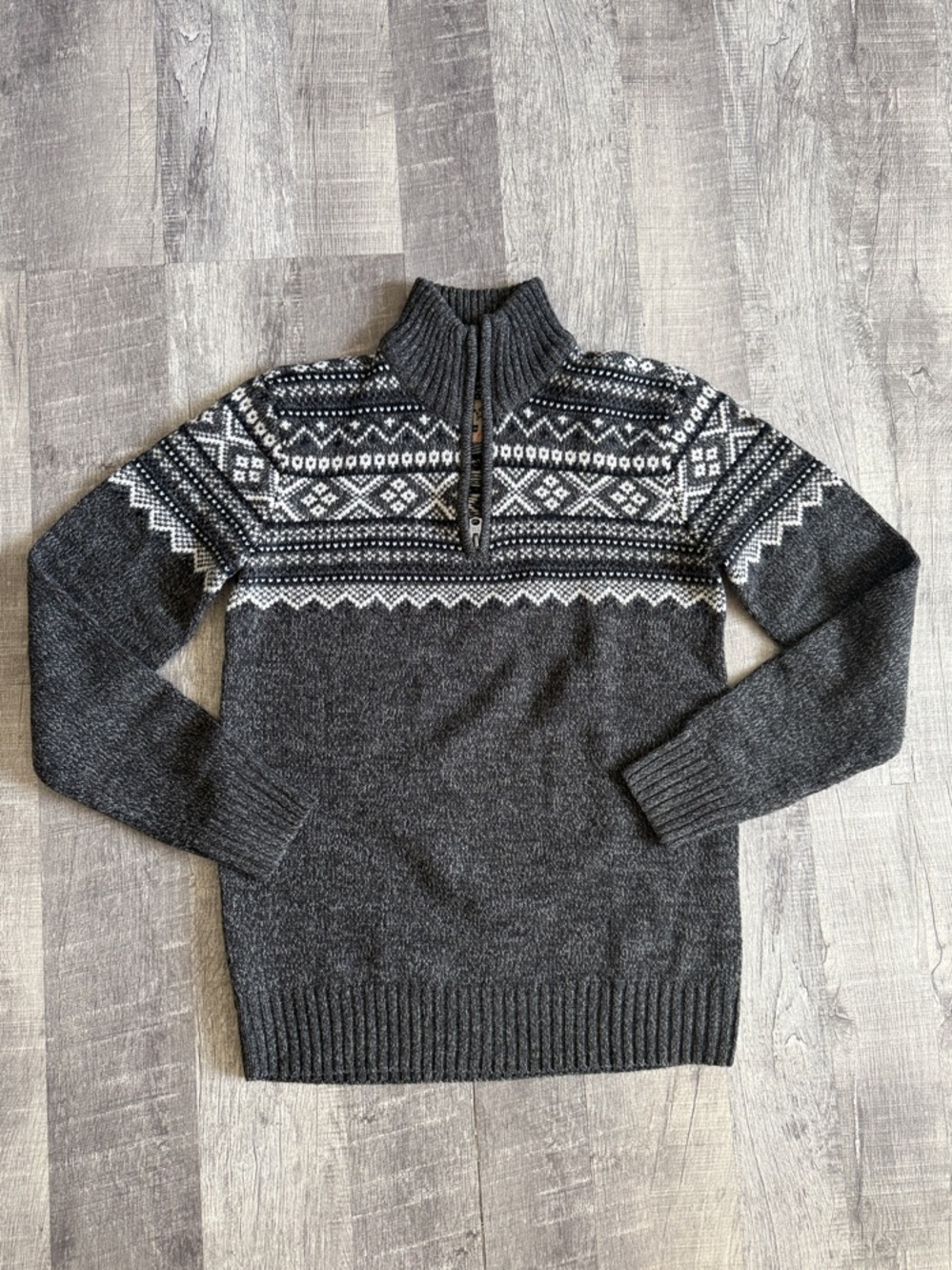 Triple Five Soul Men's 3/4 Zip Fair Isle Sweater